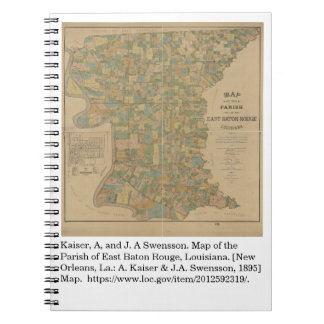1895 Karte der Gemeinde East Baton Rouge, La Notizblock