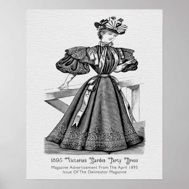 1895 Viktorianisch Garden Party Dress Poster (Vorne)