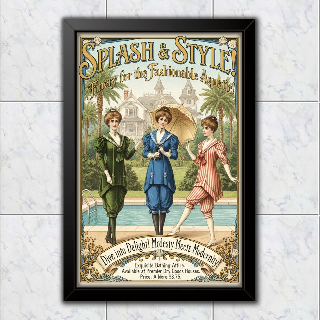 1895 Vintage Oceanic Chic Swimwear Advertising Poster (Von Creator hochgeladen)