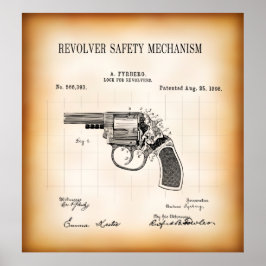 1896 PATENT FÜR DEN REVOLVER-SICHERHEITSMECHANISMU POSTER