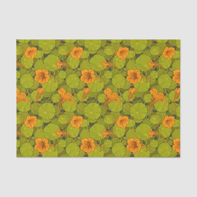 1896 Viktorianisch Nasturtium Floral Print Seidenpapier (Vorderseite)