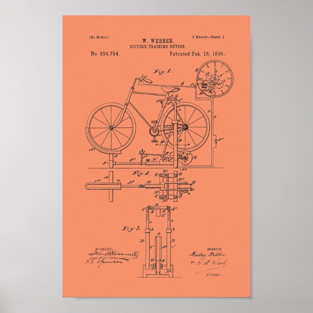 1896 Vintage Bicycle Patent Print Customize Poster (Vorne)