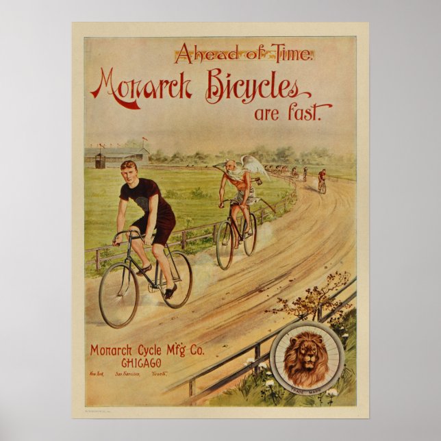 1896 Vintages Monarch Bicycles und Art Poster (Vorne)