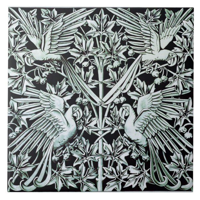 1897 Muster für antike Macaws und Flugzeug Fliese (Vorderseite)