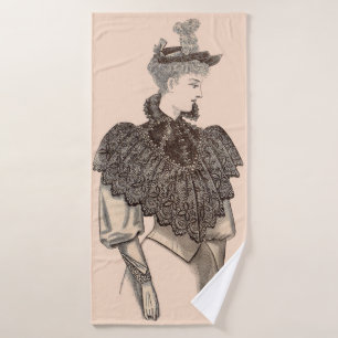 1897 Viktorianische Frauen drucken Badhandtuch Set