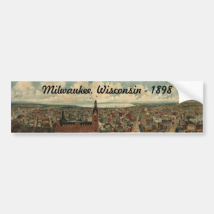1898 Milwaukee, WI-Vogel-Augen-Ansicht-Aufkleber! Autoaufkleber