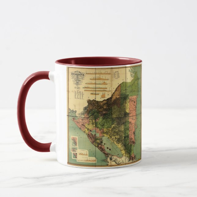 1898 offizielle Karte Nicaragua Tasse (Links)