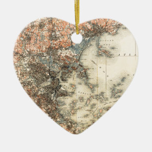 1898 Topographische Karte von Boston Massachusetts Keramik Ornament