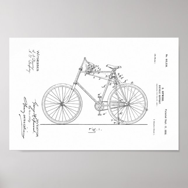 1898 Vintages Fahrradpatent Art Printwerbung Poster (Vorne)