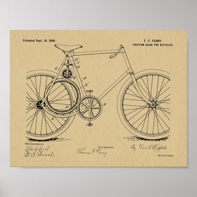 1899 Biketoilette Kunst Zeichnend Druck Poster (Vorne)