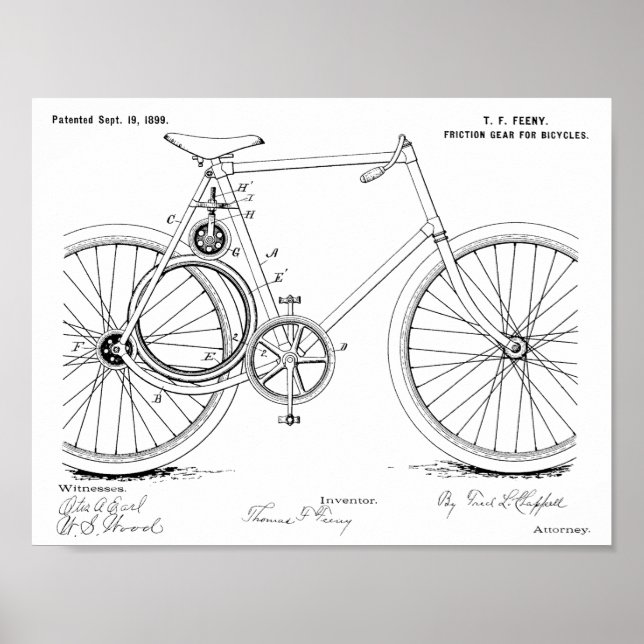 1899 Biketoilette Kunst Zeichnend Druck Poster (Vorne)