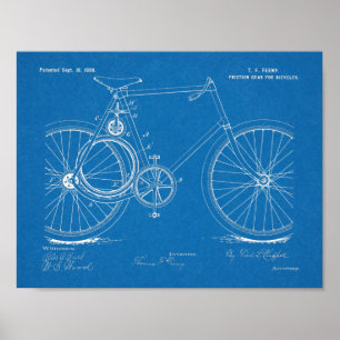 1899 Fahrradgetriebe-Patentkunst-Druck Poster