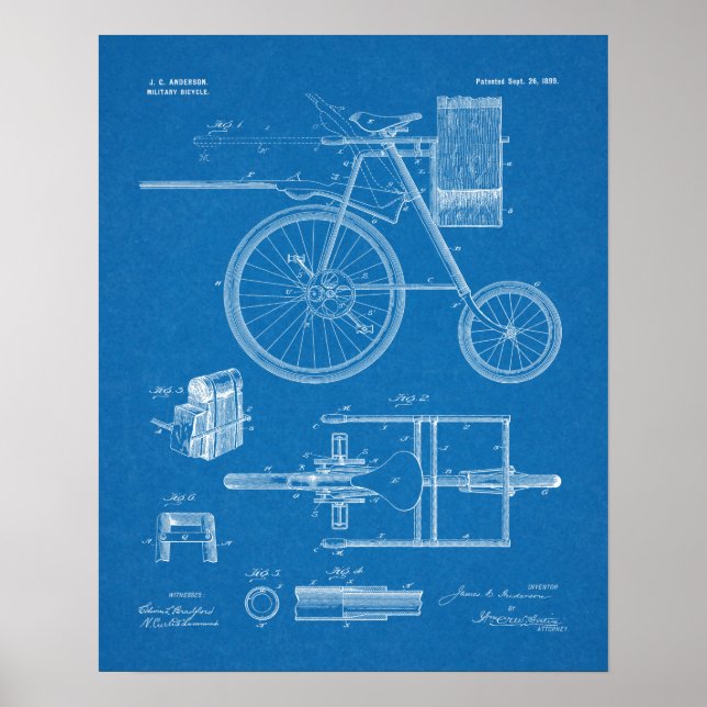 1899 Militärradpatent Art Zeichnend Print Poster (Vorne)
