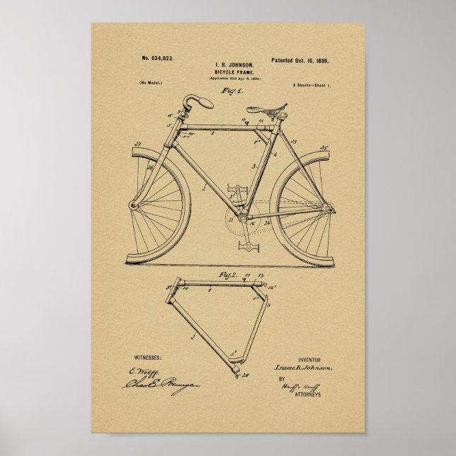 1899 Vintage Fahrradrahmen - Kunstdrucken Poster (Vorne)