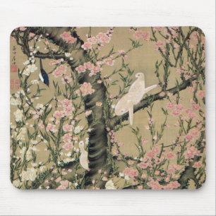 18.桃 花 小 図, 若 Pfirsichblüten & kleine Vögel, Jakuc Mousepad
