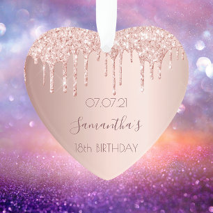 18. 18 Geburtstagsfeier Dekor Rose Gold Glitzer Ornament