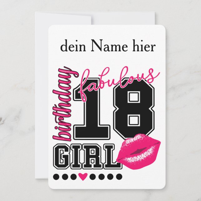 18 ans 18ème anniversaire fille rose Invitation (Devant)