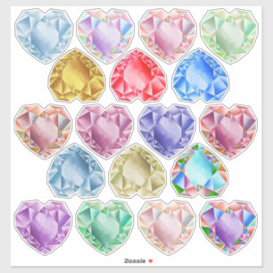 18 Aquarellherz Edelsteine Niedlich Farbige Fun Aufkleber