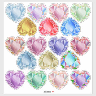 18 Aquarellherz Edelsteine Niedlich Farbige Fun Aufkleber