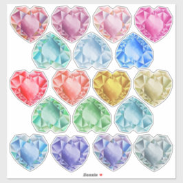 18 Aquarellherz Edelsteine Niedlich Farbige Fun Aufkleber