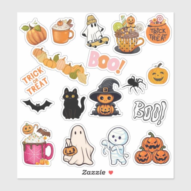 18 Aufkleber für Halloween-Planer und -Binder (Blatt)