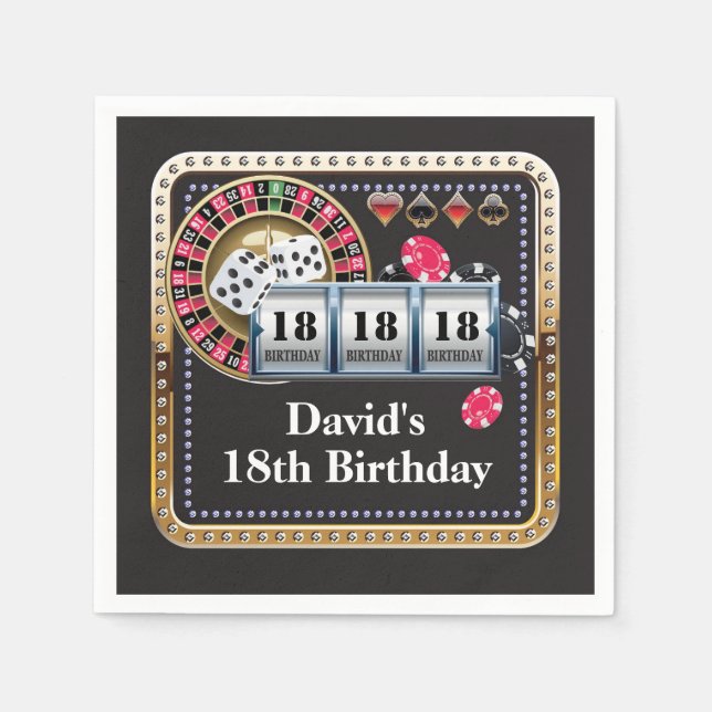 18. Casino Poker Spielkarte Geburtstag Napkins Serviette (Vorderseite)