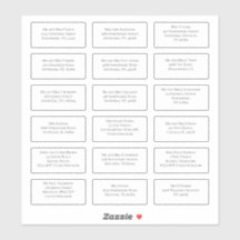 18 Einzeladressen für den Namen eines Hochzeitgäst