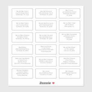 18 Einzeladressen für den Namen eines Hochzeitgäst Aufkleber