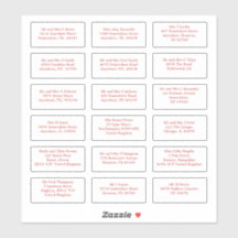 18 Einzeladressen für die Hochzeit Rot