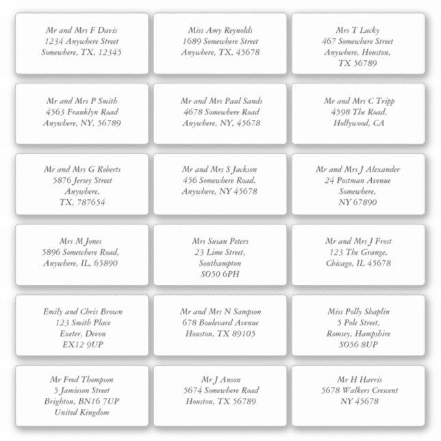 18 Einzelname Anschrift Wedding Guest Italic Aufkleber (Vorderseite)