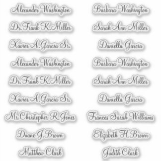 18 elegante Hochzeitsgastnamen in Schreibschrift Aufkleber