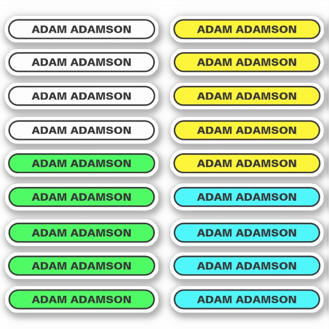 18 Étiquettes de nom complet - Autocollants pour é (Devant)