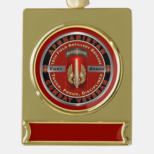 18. Feldartillerie Brigade Afghanistan Veteran Banner-Ornament Gold (Vorderseite)
