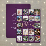 18 Foto Collage & Captions Lila Was für ein Jahr! Folien Feiertagskarte<br><div class="desc">Was für ein Jahr zu erinnern! Senden Sie stilvolle fröhliche Grüße und teilen Sie 18 Ihrer Lieblingsfotos mit einer individuellen 12x18-Collage lila und Goldfolie-Urlaubskarte. Der Text auf diesem Template ist einfach zu personalisieren und enthält alle Formulierungen wie Frohe Weihnachten, glückliche Feiertage, Frohe Festtage, Neujahrsjubiläen usw. (IMAGE PLACEMENT TIP: Eine einfache...</div>