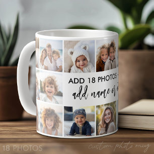 18-Foto-Collage mit modernem Text in der Mitte Kaffeetasse