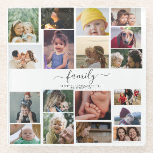 18 Foto-Collage Niedliche Familie Liebeserinnerung Glasuntersetzer