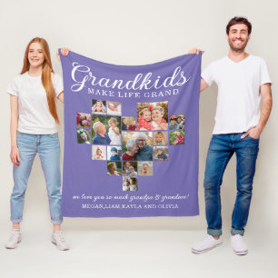 18 Foto Herz Collage Grandkids Zitat Lila Fleecedecke