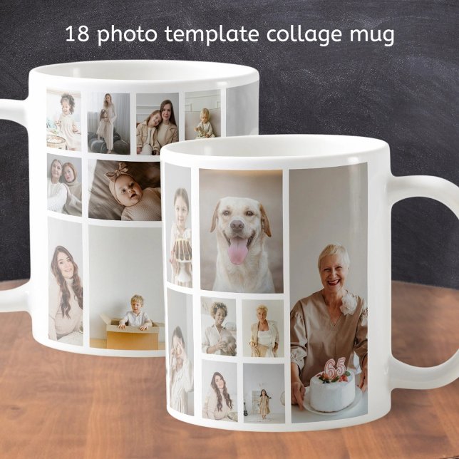 18 Fotocollage-Familie Personalisiert Kaffeetasse (18 Photo Collage Family Personalized Coffee Mug from Ricaso. 
Make your own photo gifts. )