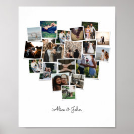 18 Fotos Collage Heart Shape Poster