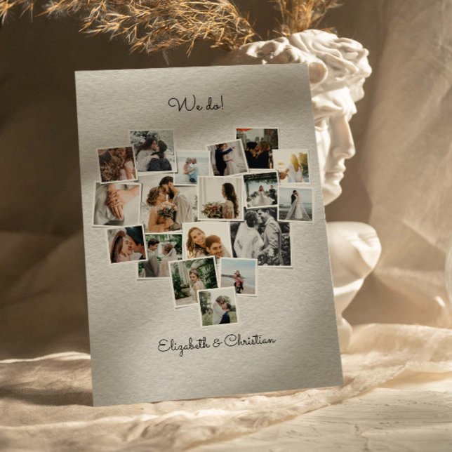 18 Fotos Collage Heart Shape Wedding Einladung (Von Creator hochgeladen)