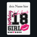 18. Geburtstag 18th birthday girl pink Einladung<br><div class="desc">Einladungskarte zum 18. Geburtstag personalisierbar. Pink Kiss College Style Nummer.</div>