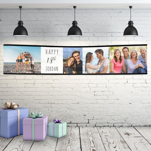 18. Geburtstag, 4. Foto Streifen Personalisiert Banner (Von Creator hochgeladen)