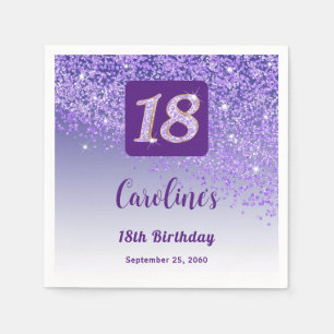 18. Geburtstag Chic Lila Glitzer Napkins Serviette