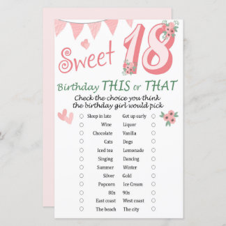 18. Geburtstag Dieses oder jenes Spiel