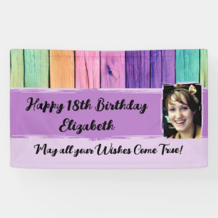 18. Geburtstag Einhornfarben Name Foto lila Banner