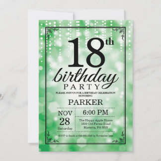 18. Geburtstag Einladung Grüner Glitzer