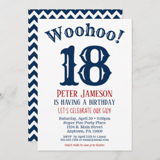 18. Geburtstag Einladung Mens Navy Blue