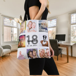 18. Geburtstag Foto Collage Mädchen weiß Tasche