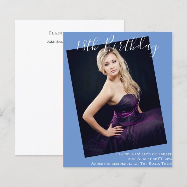 18. Geburtstag FOTO Einladung zur Ankündigung (Vorne/Hinten)