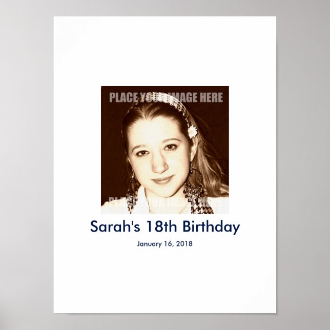 18. Geburtstag Foto Zollanmeldung im Party Board Poster (Vorne)